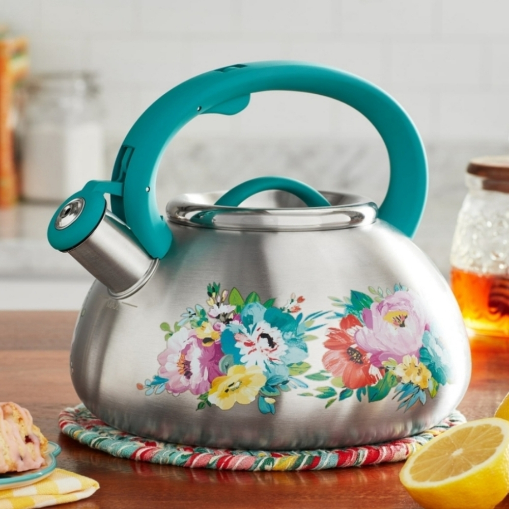 ❤️ New Pioneer Woman Fancy Flourish Whistling Tea Kettle - Picture 6 of 6